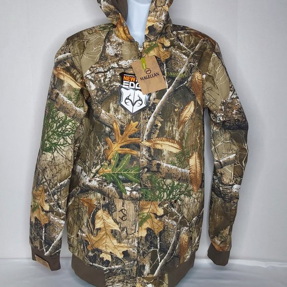'MEG.OUTDOORS' HUNT-GEAR INSULATED HOODIE CAMO COAT 'REALTREE EDGE' FULL-ZIP - Picture 2 of 16